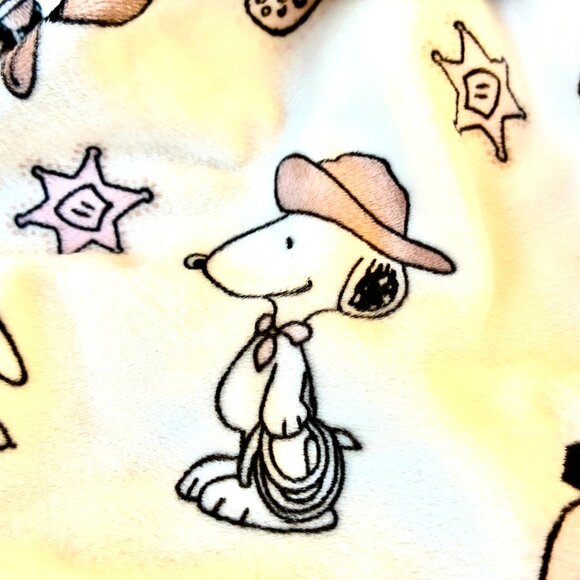 Peanuts COWBOY SNOOPY Sleep Pajama Pants Fleece Womens Large Stick Horse Sheriff - Picture 8 of 11